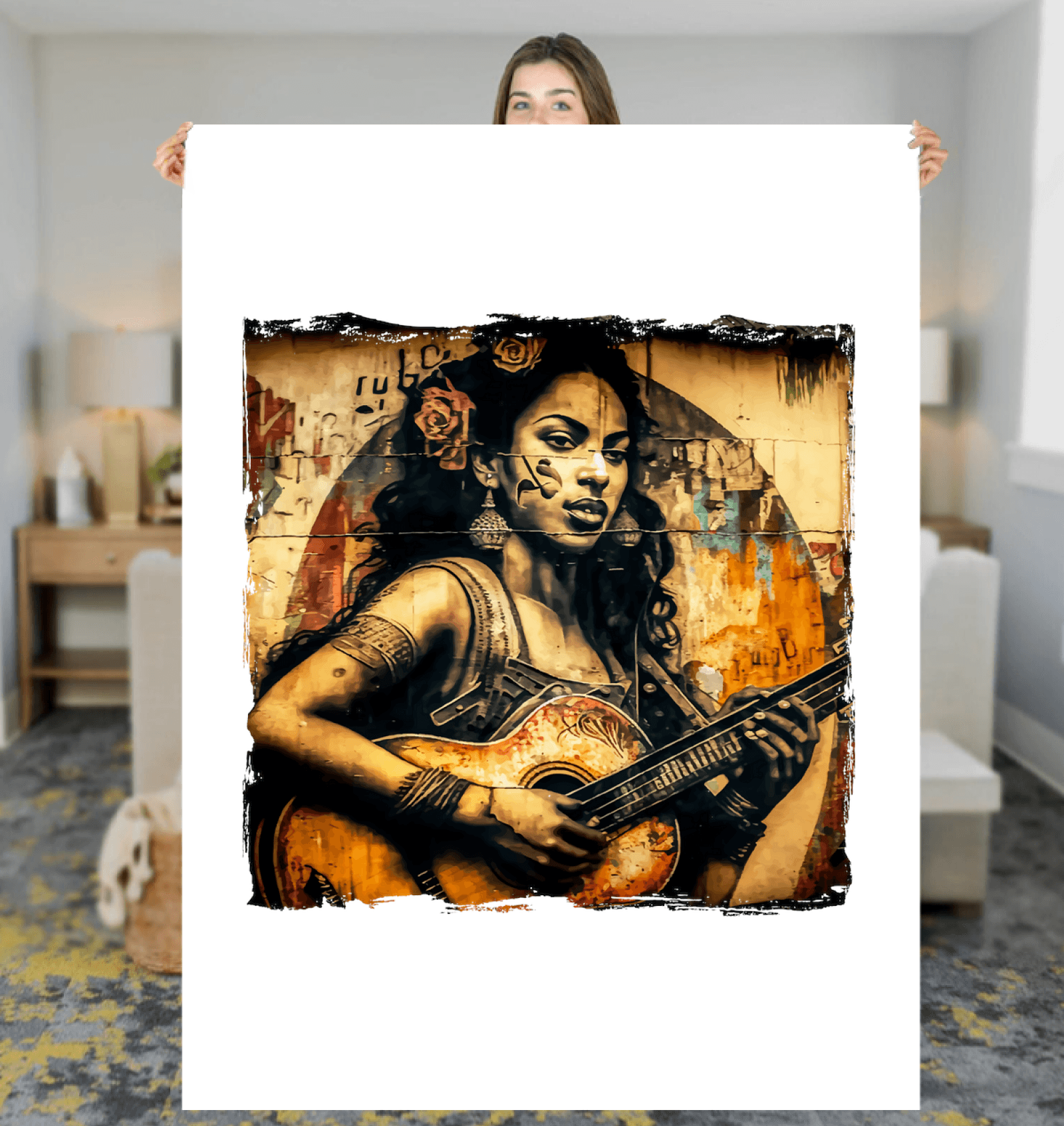 Music Speaks, Guitar Roars Sherpa Blanket - Beyond T-shirts