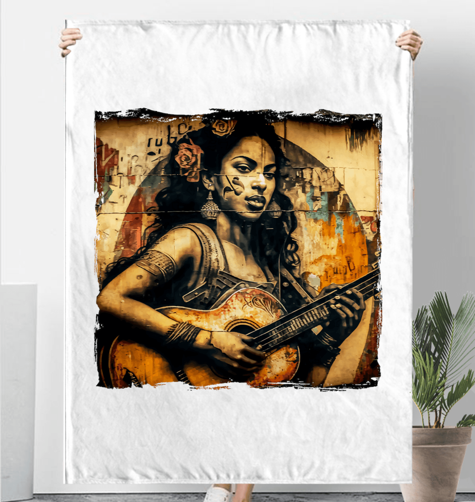 Music Speaks, Guitar Roars Sherpa Blanket - Beyond T-shirts