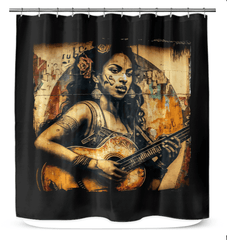 Music Speaks, Guitar Roars Shower Curtain - Beyond T-shirts