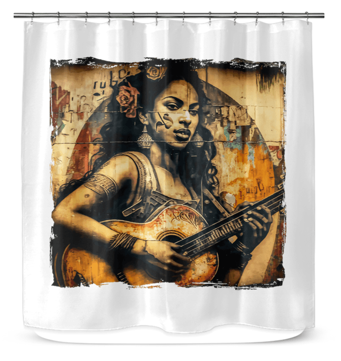 Music Speaks, Guitar Roars Shower Curtain - Beyond T-shirts