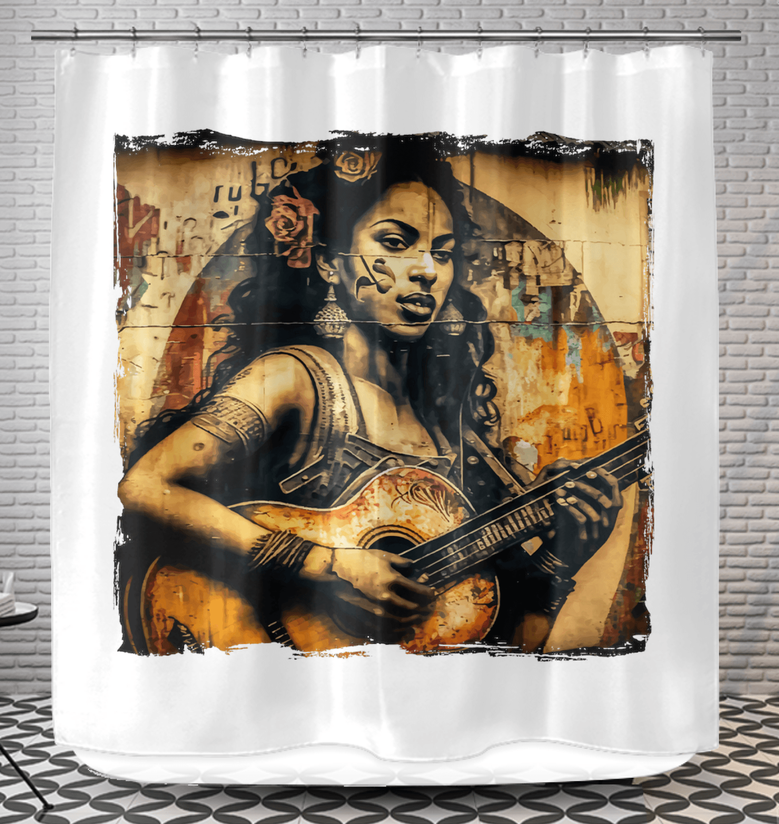 Music Speaks, Guitar Roars Shower Curtain - Beyond T-shirts