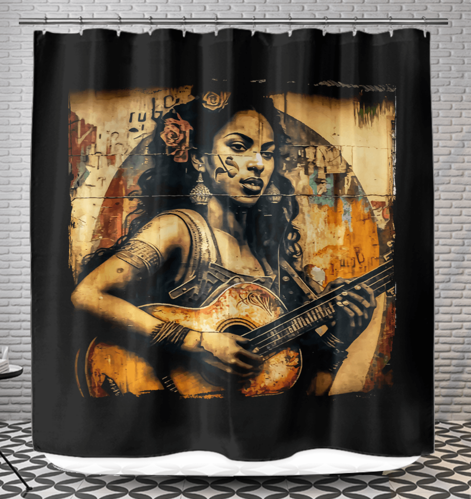 Music Speaks, Guitar Roars Shower Curtain - Beyond T-shirts