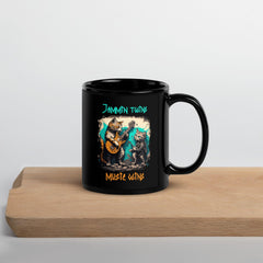 Music Wins Black Glossy Mug - Beyond T-shirts