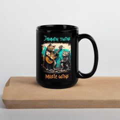 Music Wins Black Glossy Mug - Beyond T-shirts