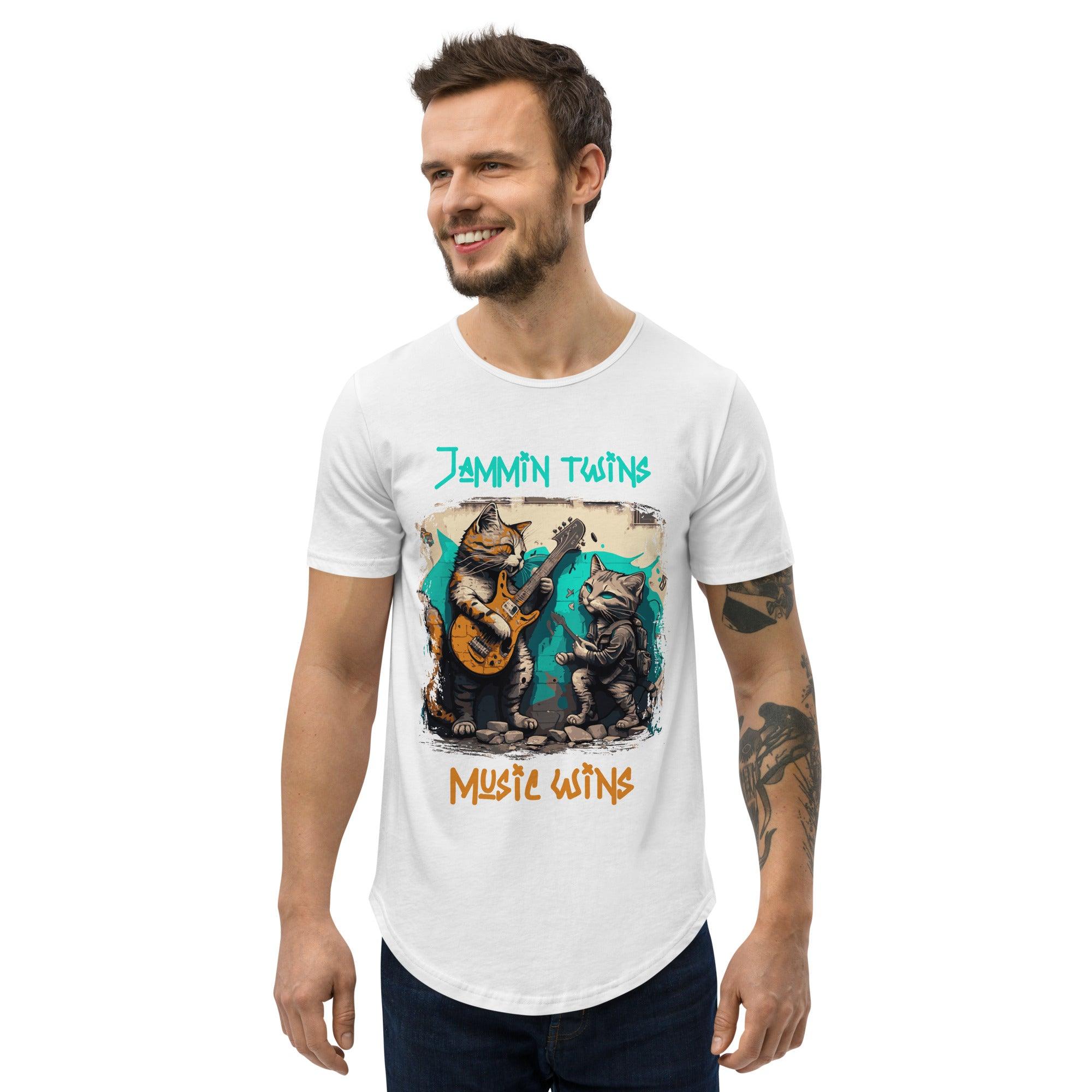 Music Wins Men's Curved Hem T-Shirt - Beyond T-shirts