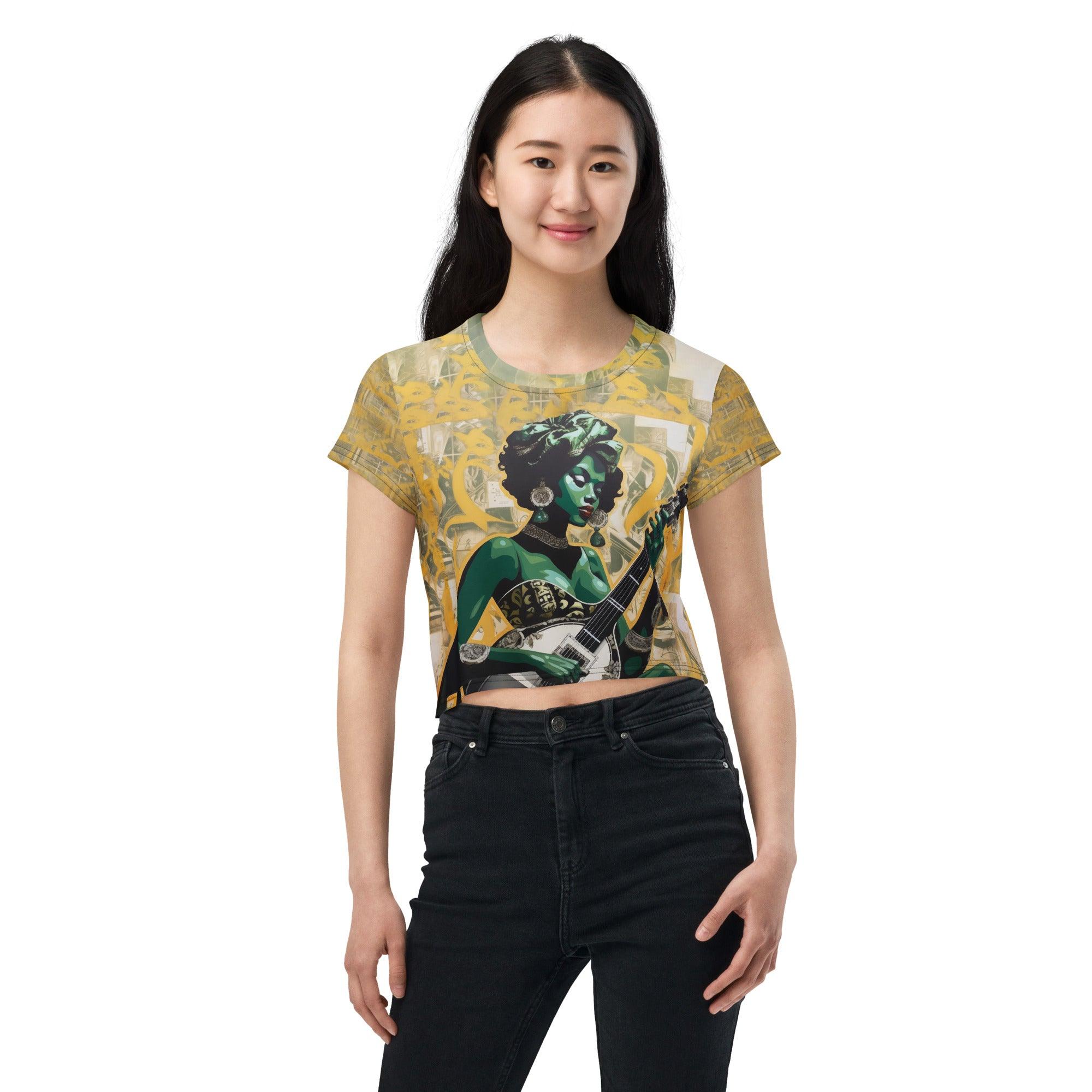 Musical Paintbrush All Over Print Crop Tee - Front View
