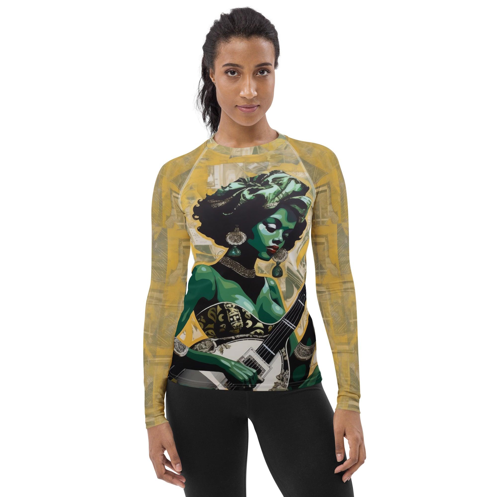 Musical Paintbrush Women's Rash Guard Twin Front View