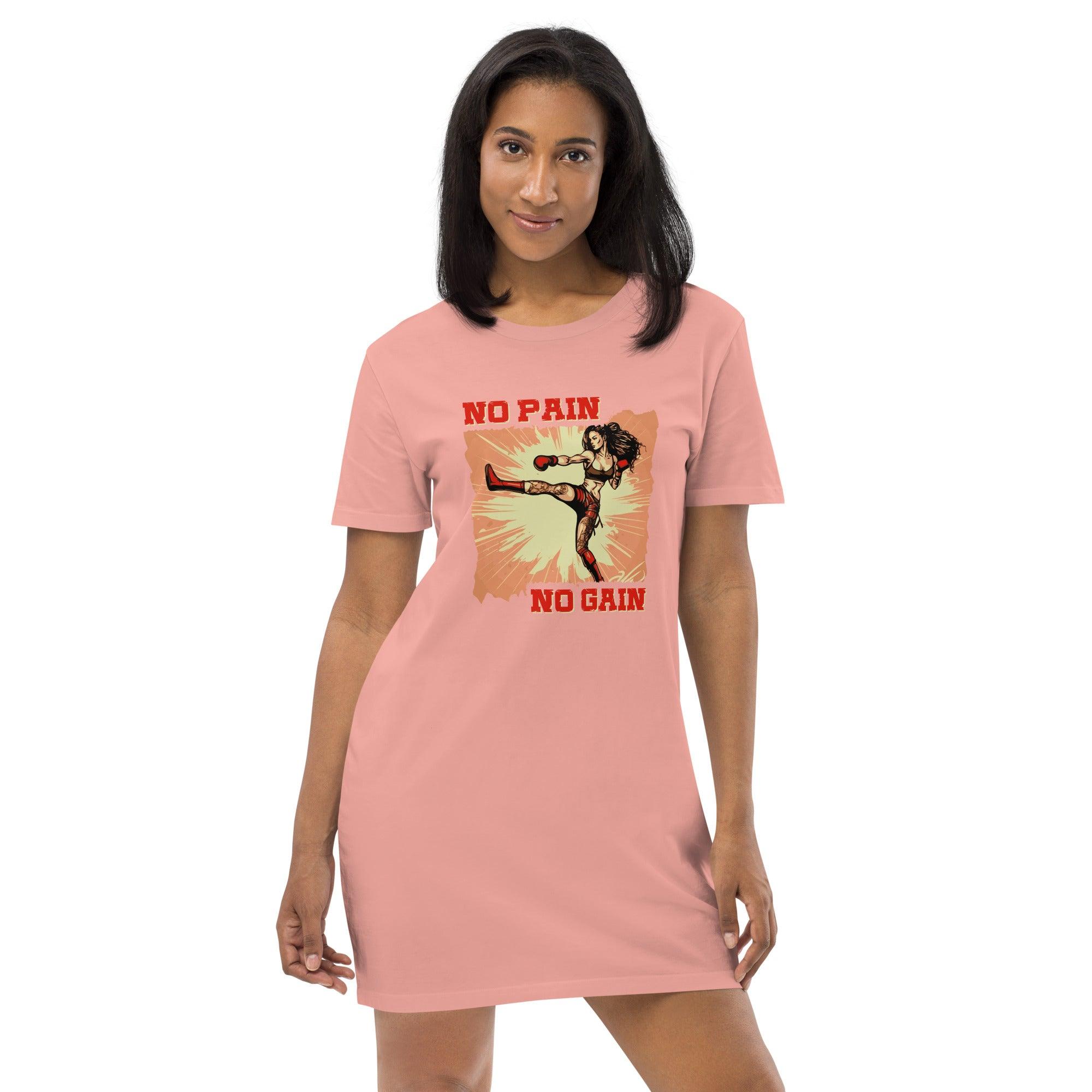 No Pain No Gain Organic Cotton T-Shirt Dress - Beyond T-shirts