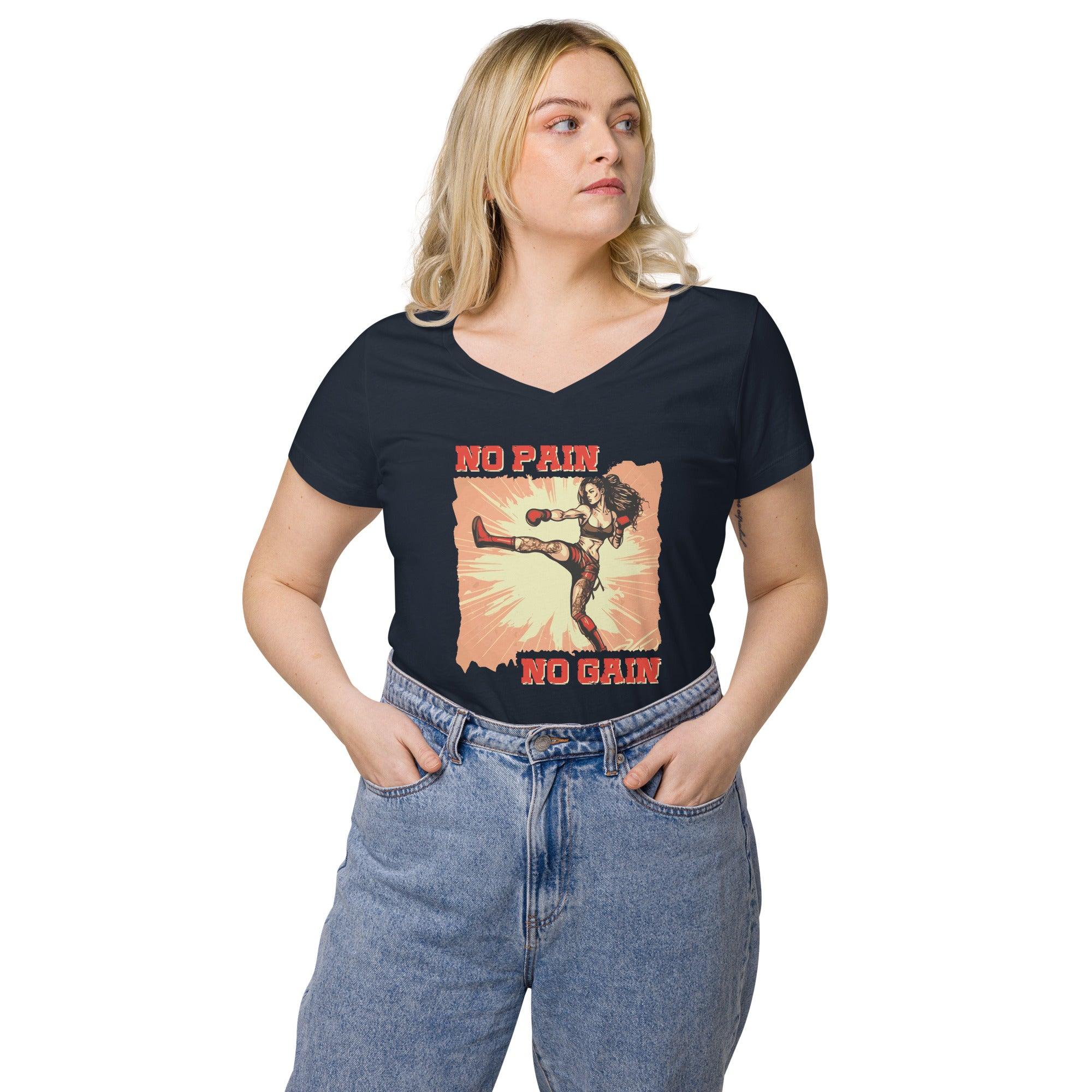 No Pain No Gain Women’s Fitted V-Neck T-Shirt - Beyond T-shirts