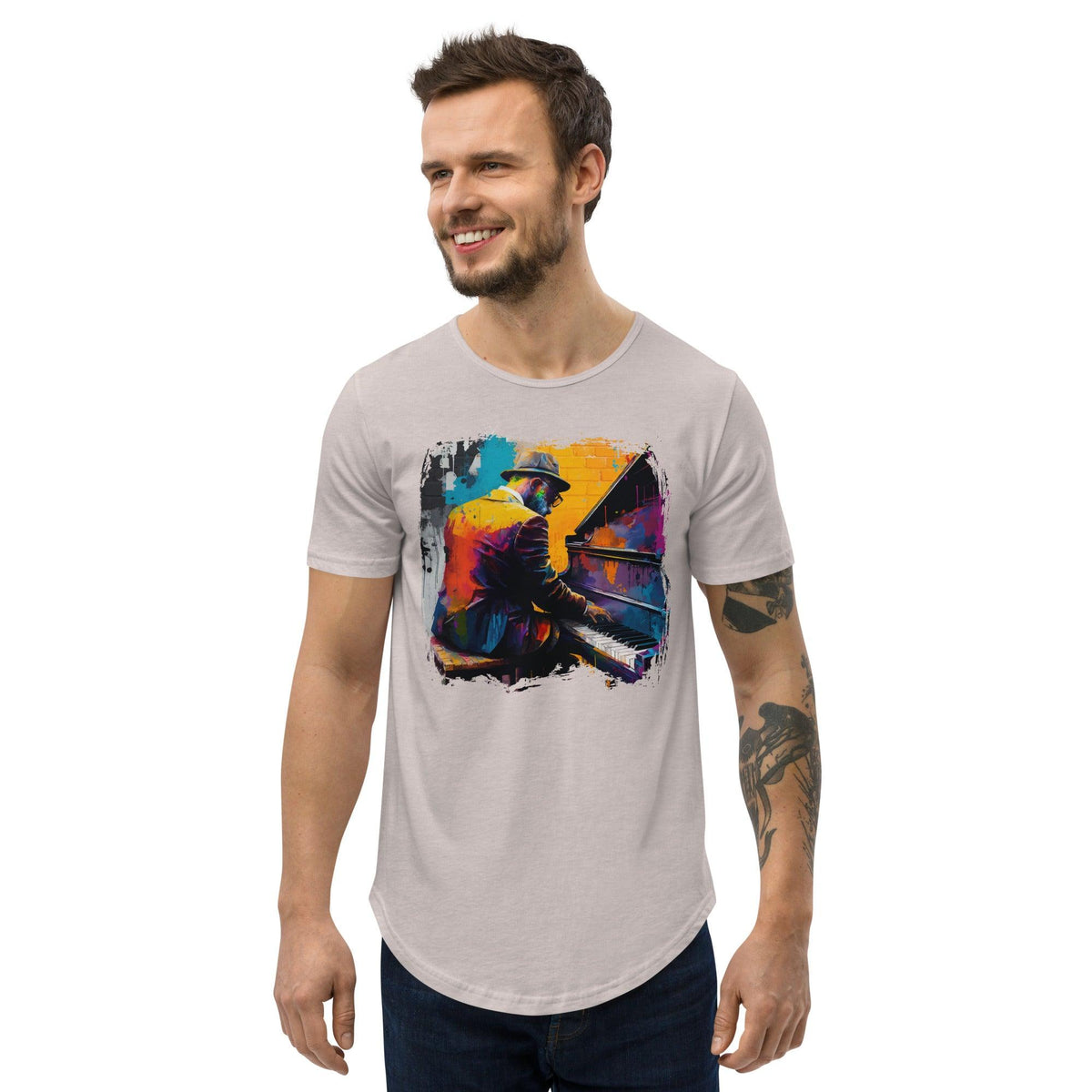 Noodling On The Keyboard Men's Curved Hem T-Shirt - Beyond T-shirts