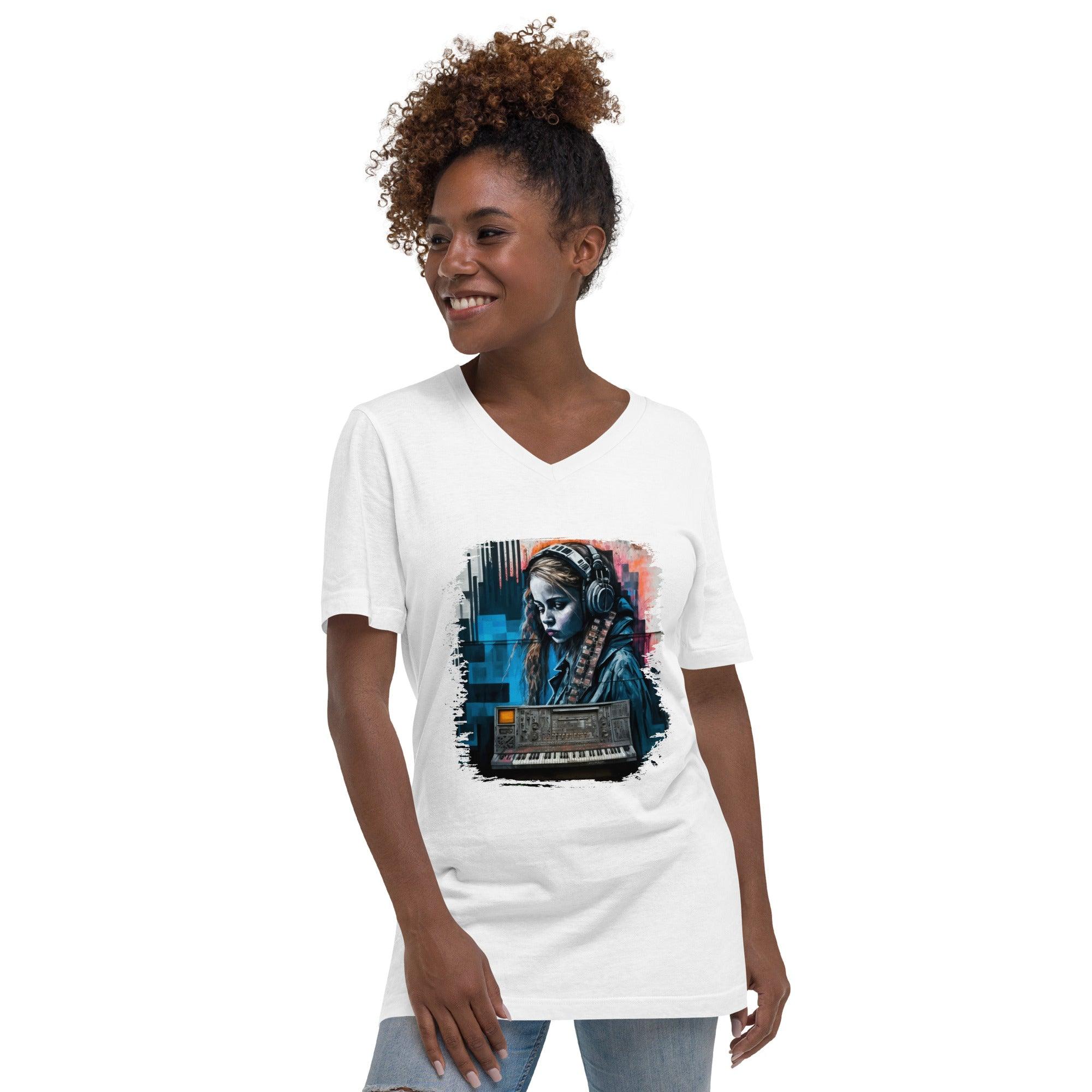 Notes Flow From Her Unisex Short Sleeve V-Neck T-Shirt - Beyond T-shirts