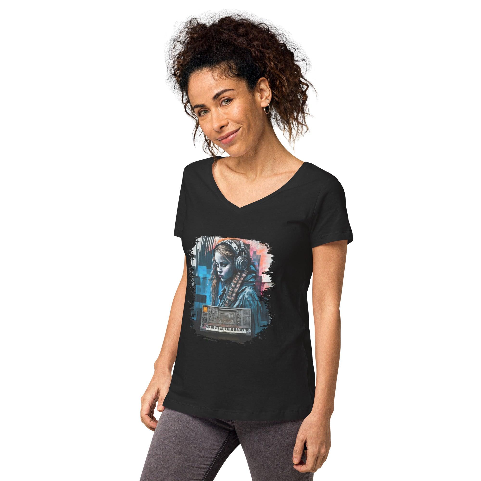 Notes Flow From Her Women’s Fitted V-neck T-shirt - Beyond T-shirts