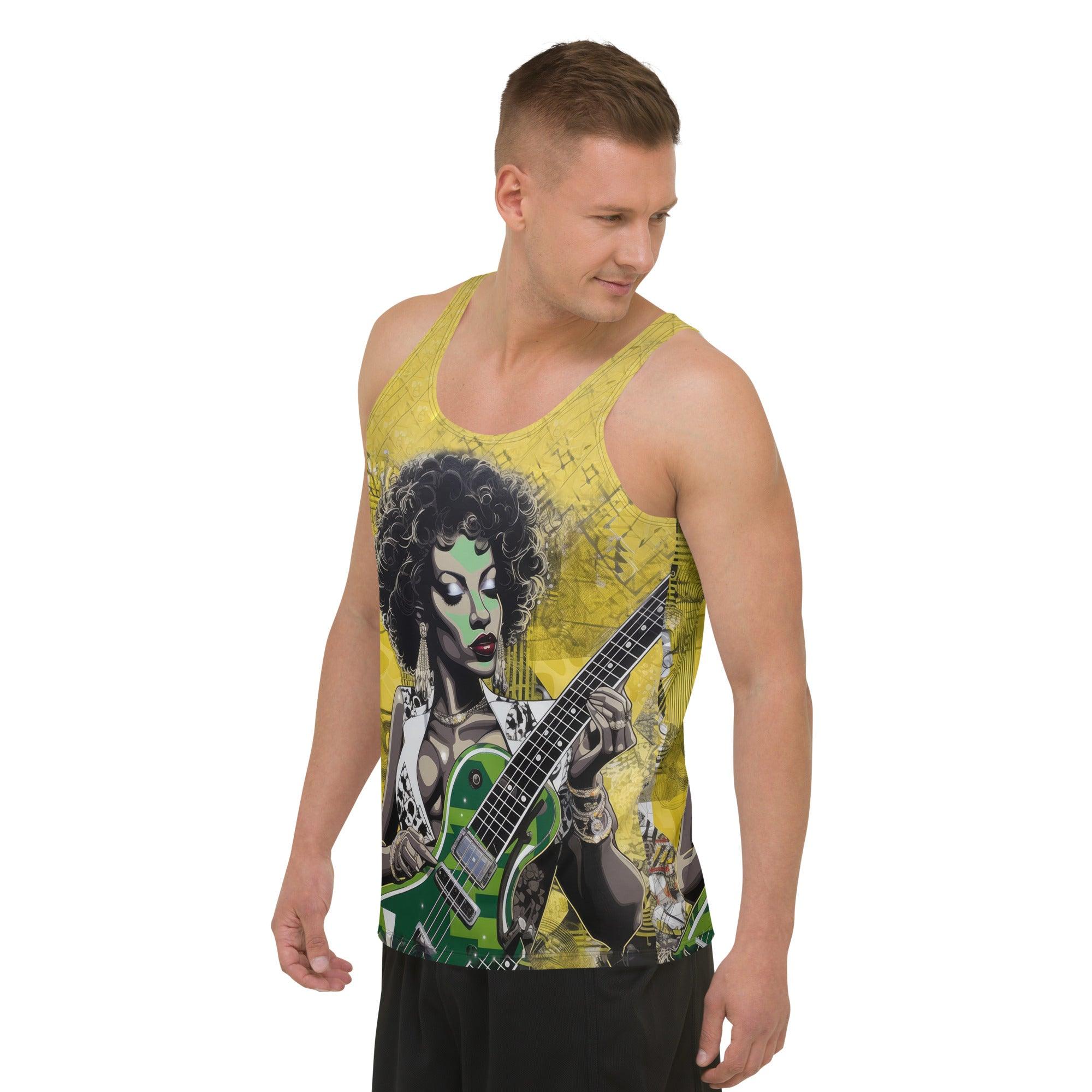 Black Tank Top with Live Music Graphic