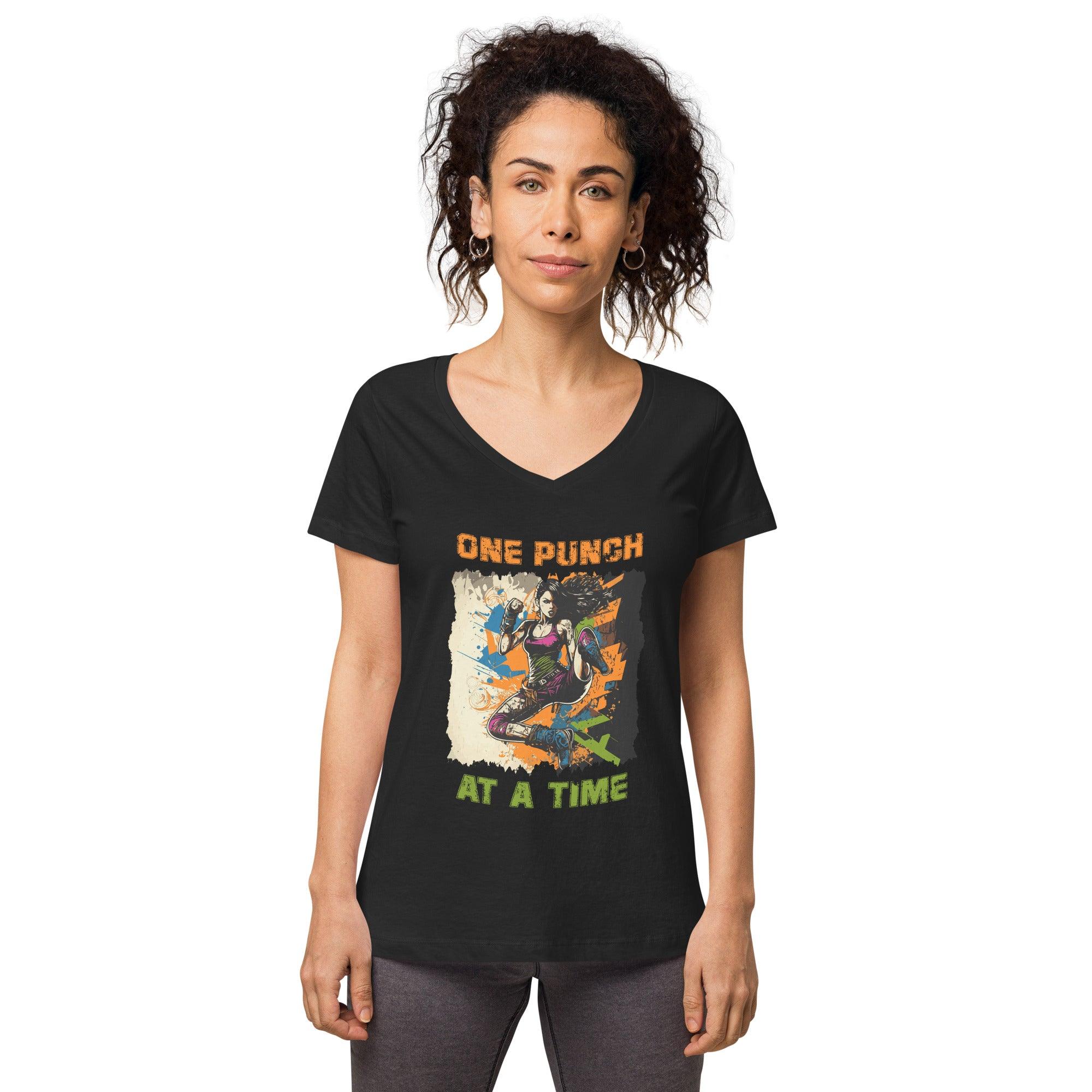 One Punch At A Time Women’s Fitted V-Neck T-Shirt - Beyond T-shirts