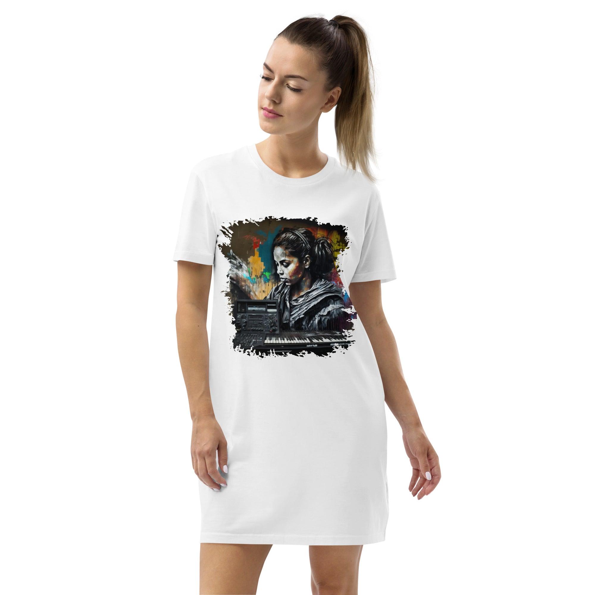 Piano And Guitar Brilliance Organic Cotton T-shirt Dress - Beyond T-shirts