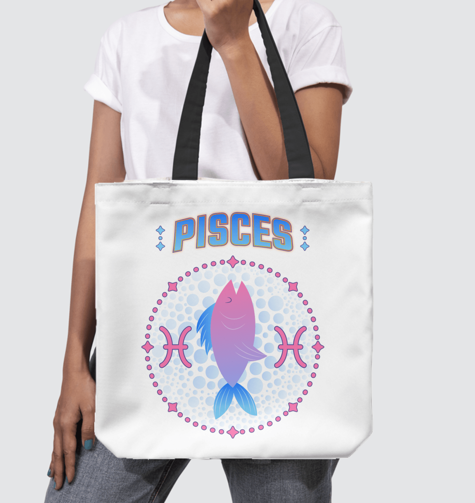 Pisces Basketweave Tote Bag | Zodiac Series 1 - Beyond T-shirts