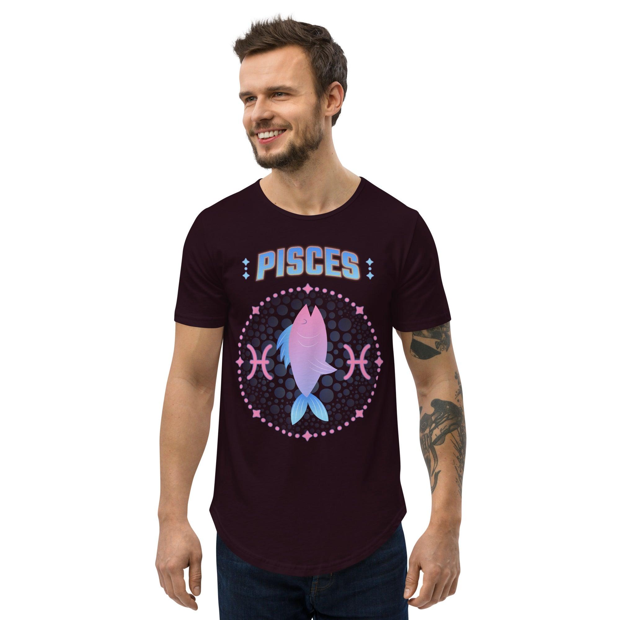 Pisces Men's Curved Hem T-Shirt | Zodiac Series 1 - Beyond T-shirts