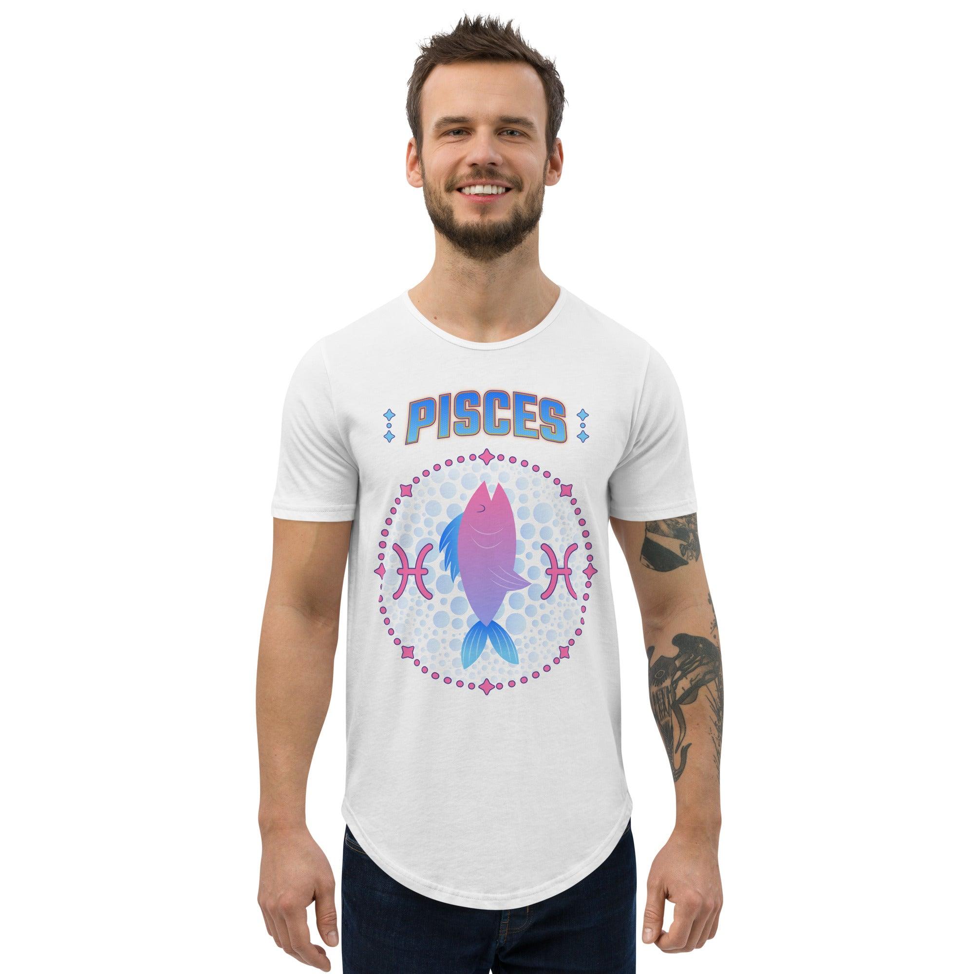 Pisces Men's Curved Hem T-Shirt | Zodiac Series 1 - Beyond T-shirts