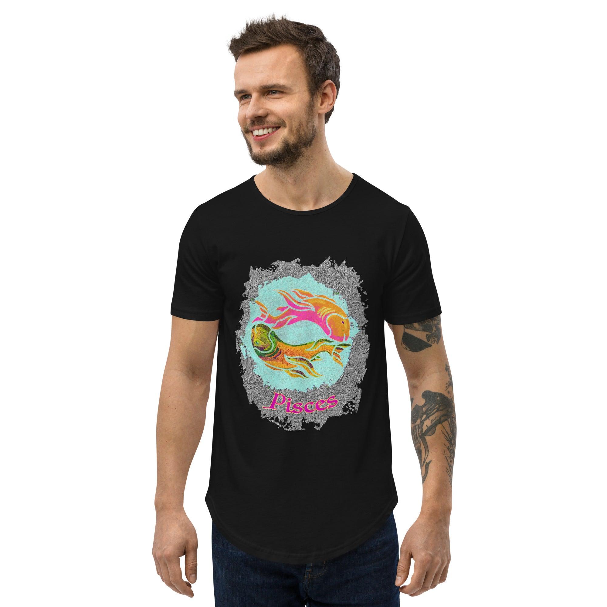 Pisces Men's Curved Hem T-Shirt | Zodiac Series 11 - Beyond T-shirts