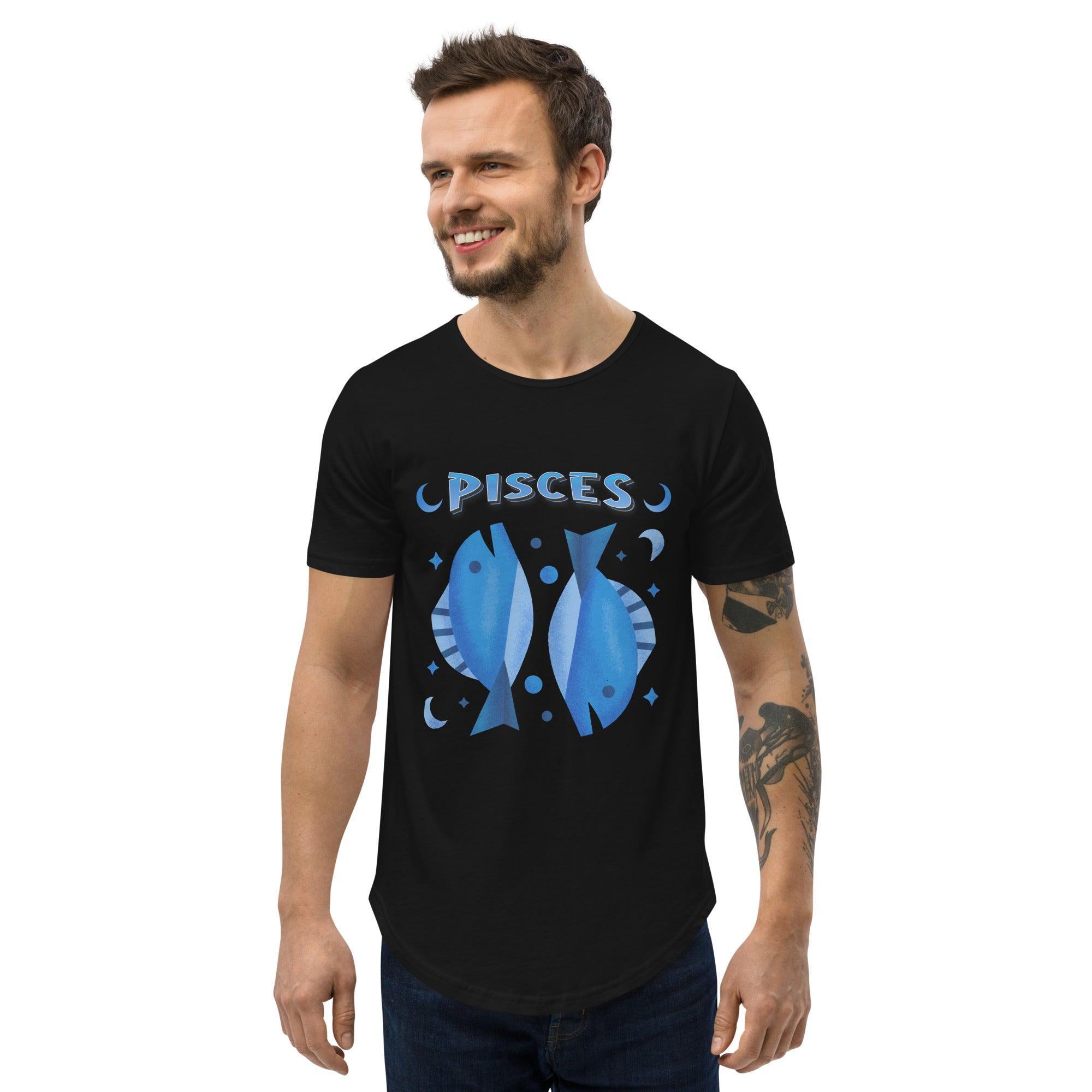 Pisces Men's Curved Hem T-Shirt | Zodiac Series 2 - Beyond T-shirts