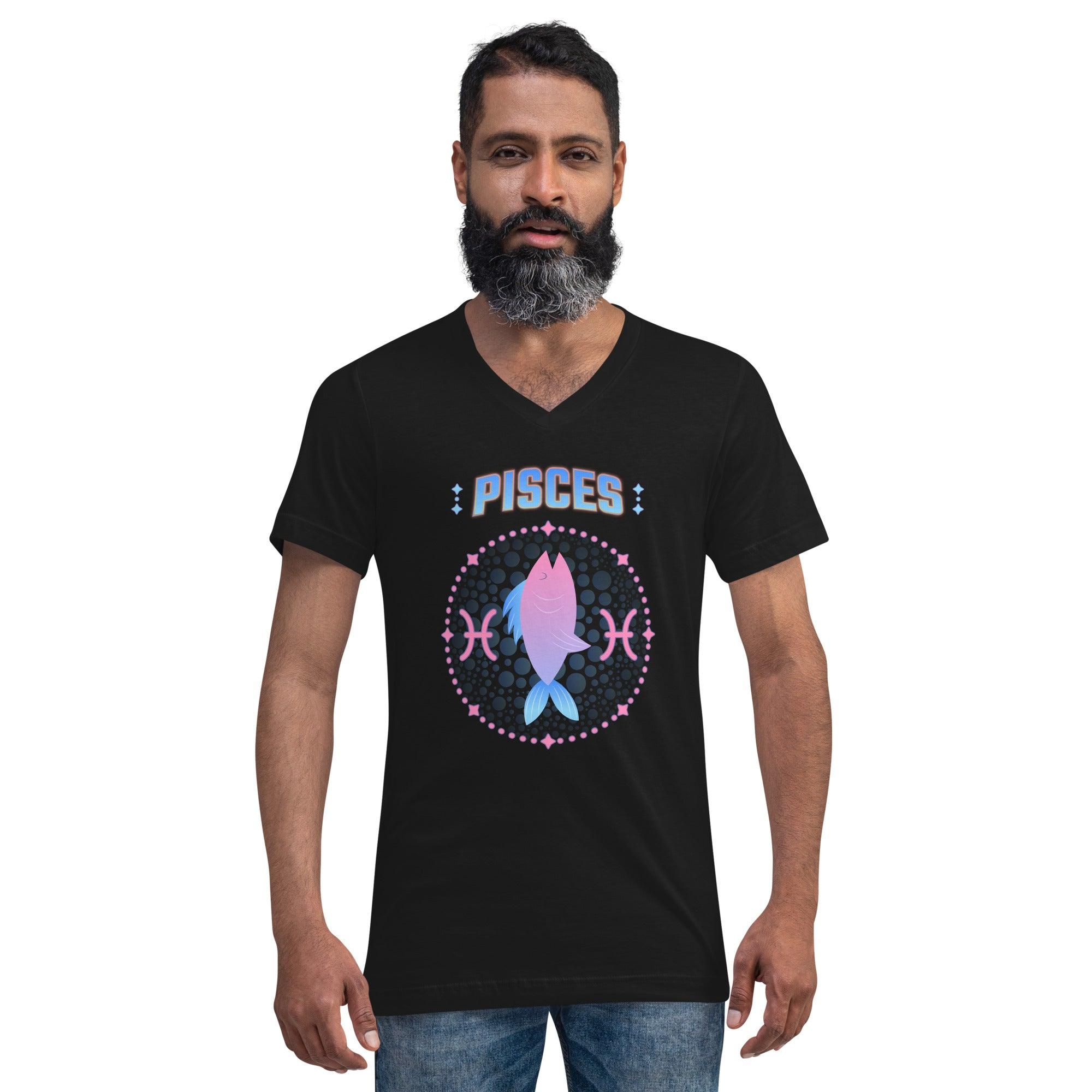 Pisces Unisex Short Sleeve V-Neck T-Shirt | Zodiac Series 1 - Beyond T-shirts