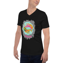 Pisces Unisex Short Sleeve V-Neck T-Shirt | Zodiac Series 11 - Beyond T-shirts