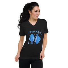 Pisces Unisex Short Sleeve V-Neck T-Shirt | Zodiac Series 2 - Beyond T-shirts