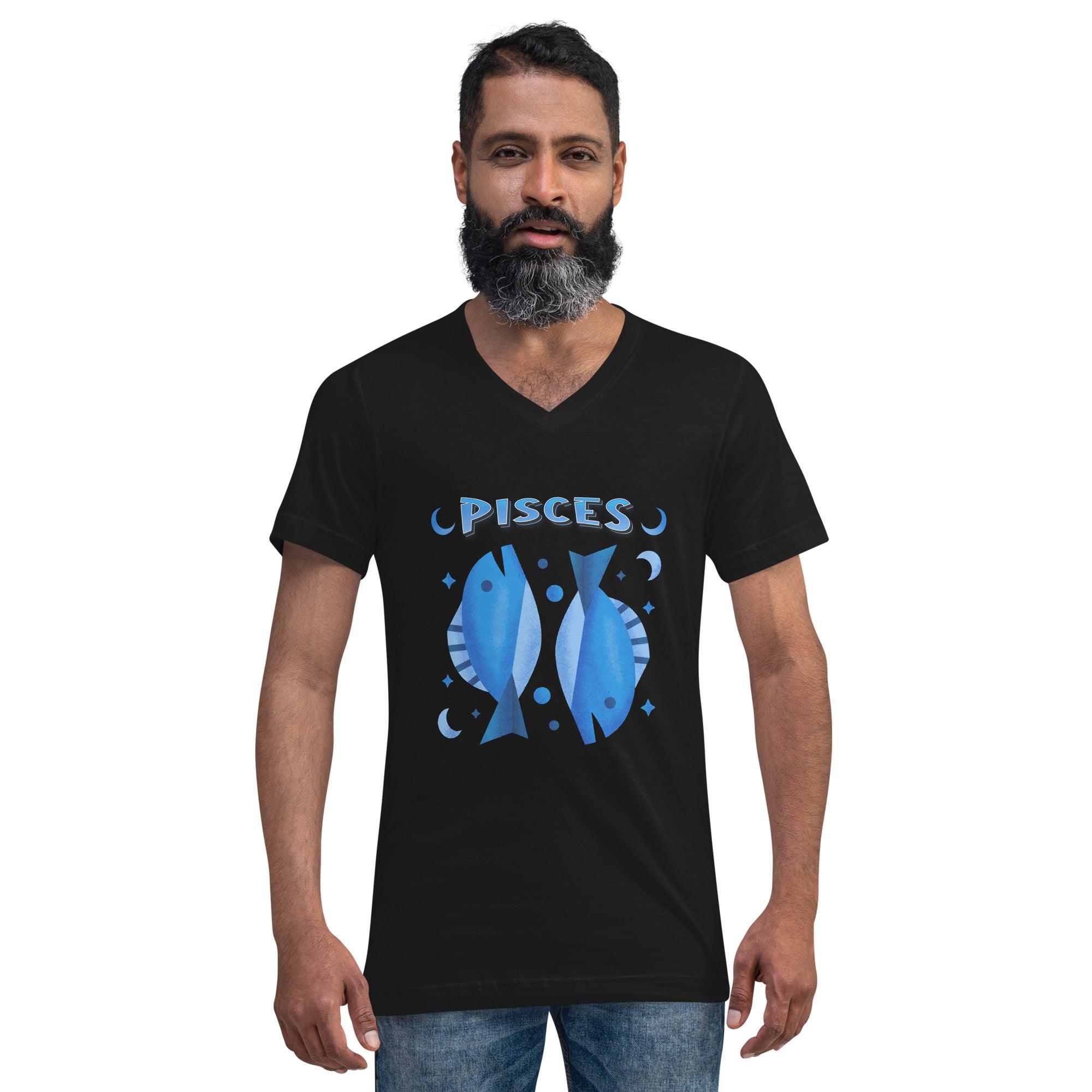 Pisces Unisex Short Sleeve V-Neck T-Shirt | Zodiac Series 2 - Beyond T-shirts