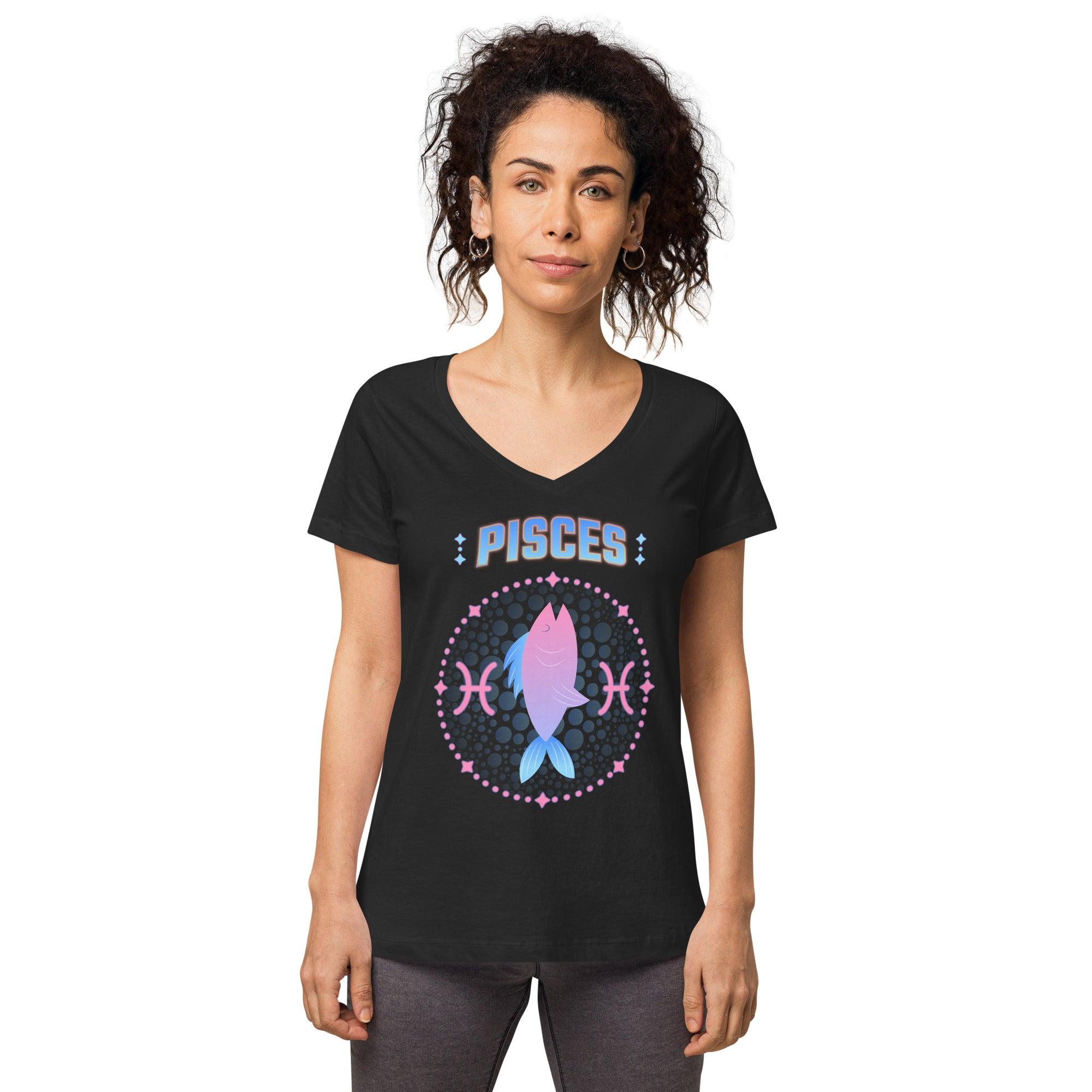 Pisces Women’s Fitted V-Neck T-Shirt | Zodiac Series 1 - Beyond T-shirts