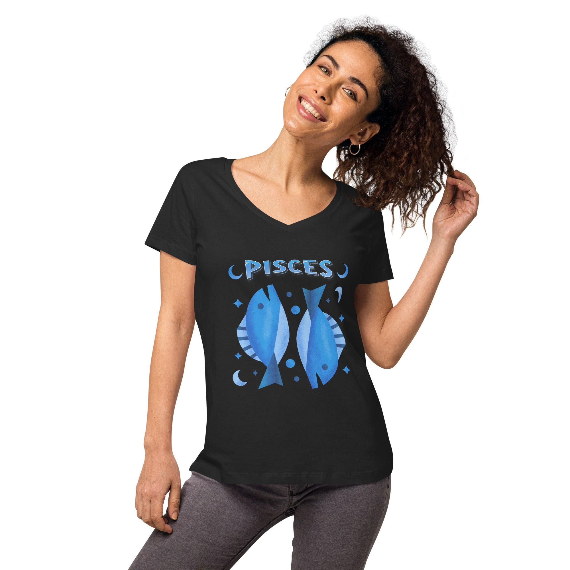 Pisces Women’s Fitted V-neck T-shirt | Zodiac Series 2 - Beyond T-shirts