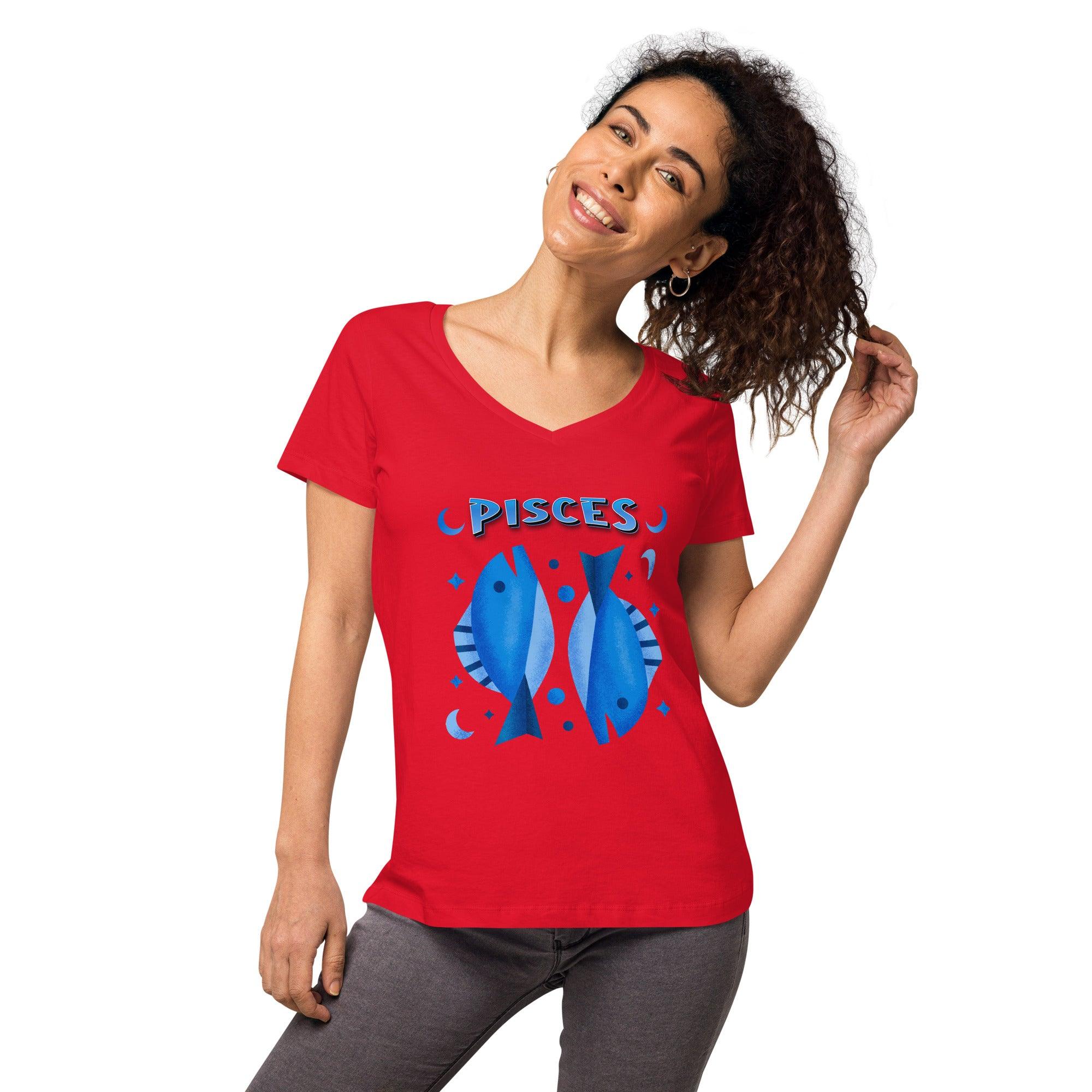 Pisces Women’s Fitted V-neck T-shirt | Zodiac Series 2 - Beyond T-shirts