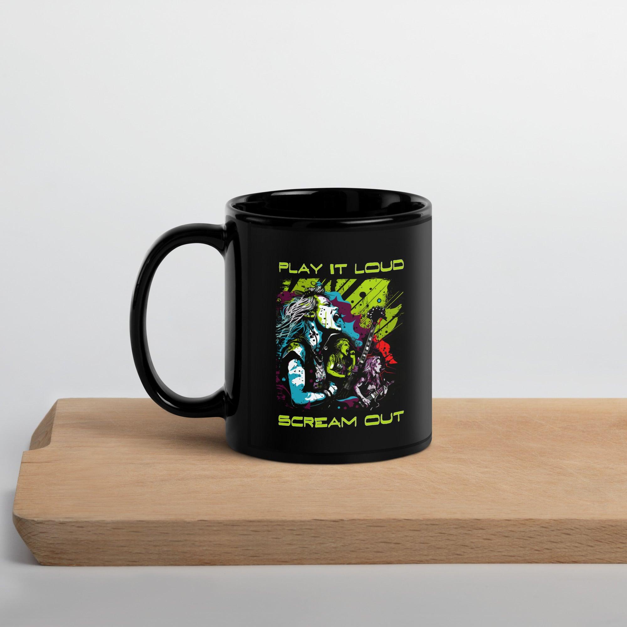 Play It Loud Black Glossy Mug - Beyond T-shirts