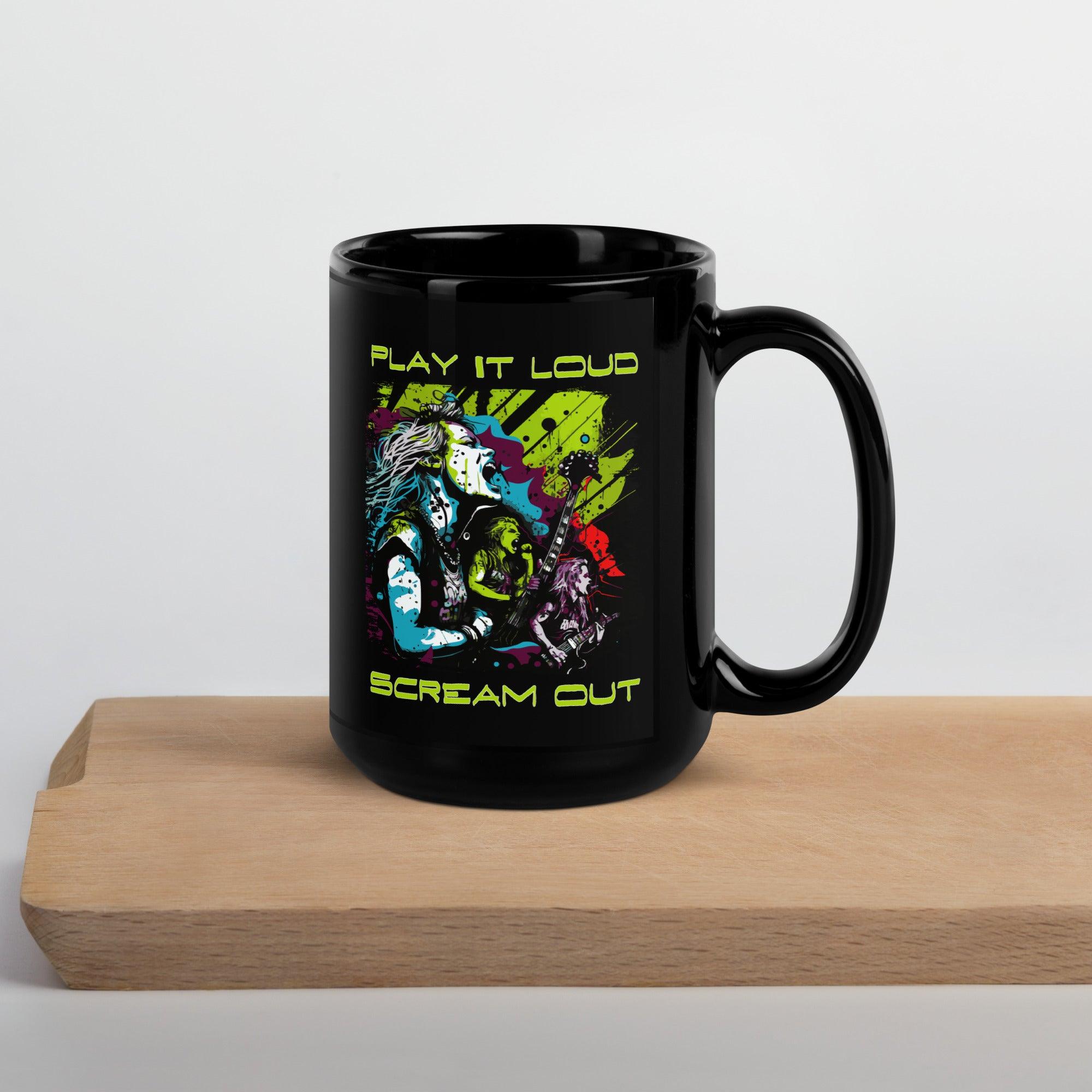 Play It Loud Black Glossy Mug - Beyond T-shirts