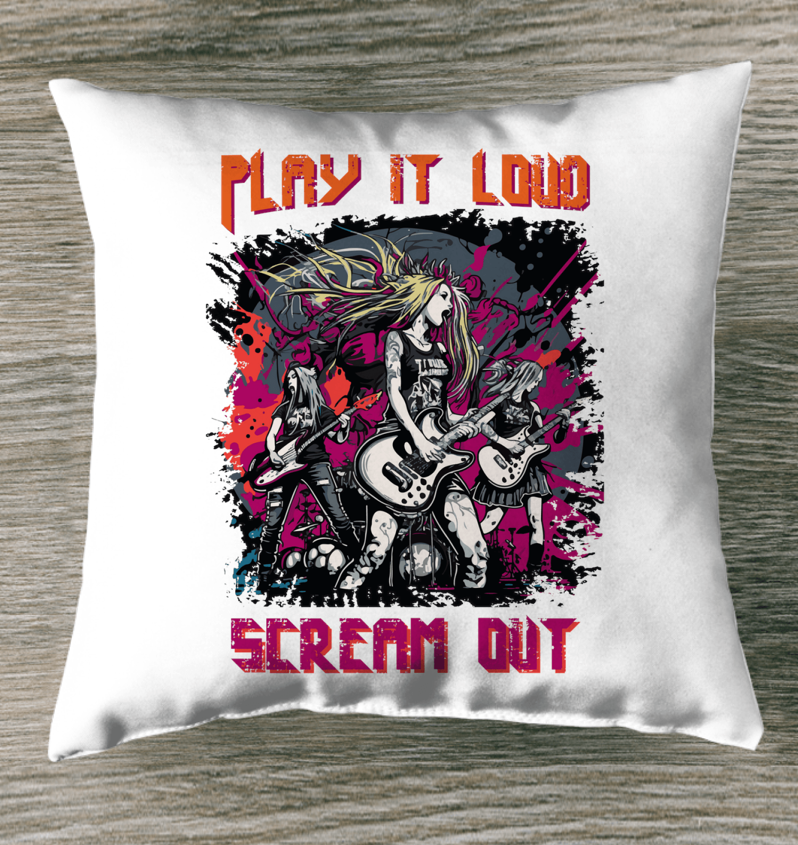 Play It Loud Outdoor Pillow - Beyond T-shirts