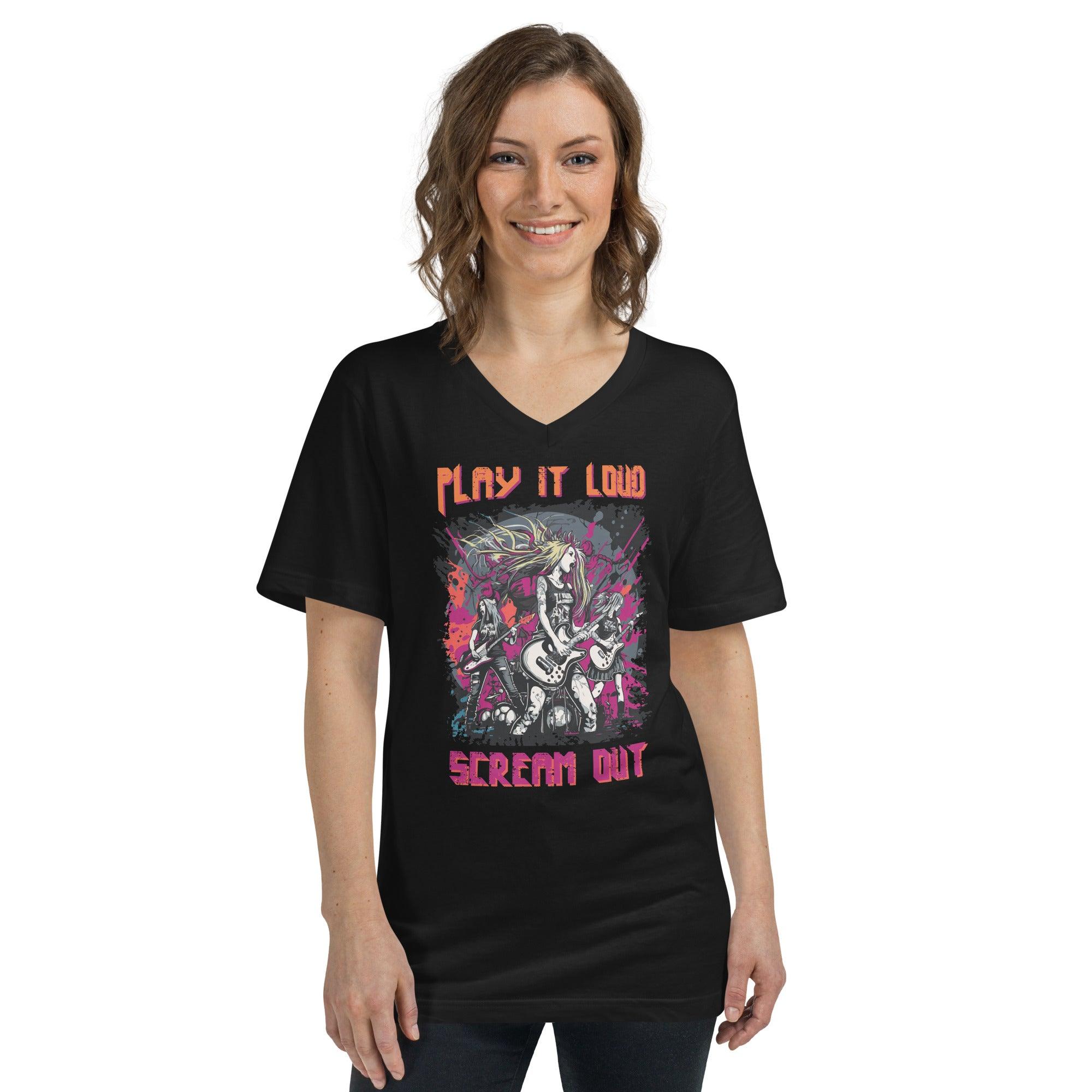 Play It Loud Unisex Short Sleeve V-Neck T-Shirt - Beyond T-shirts