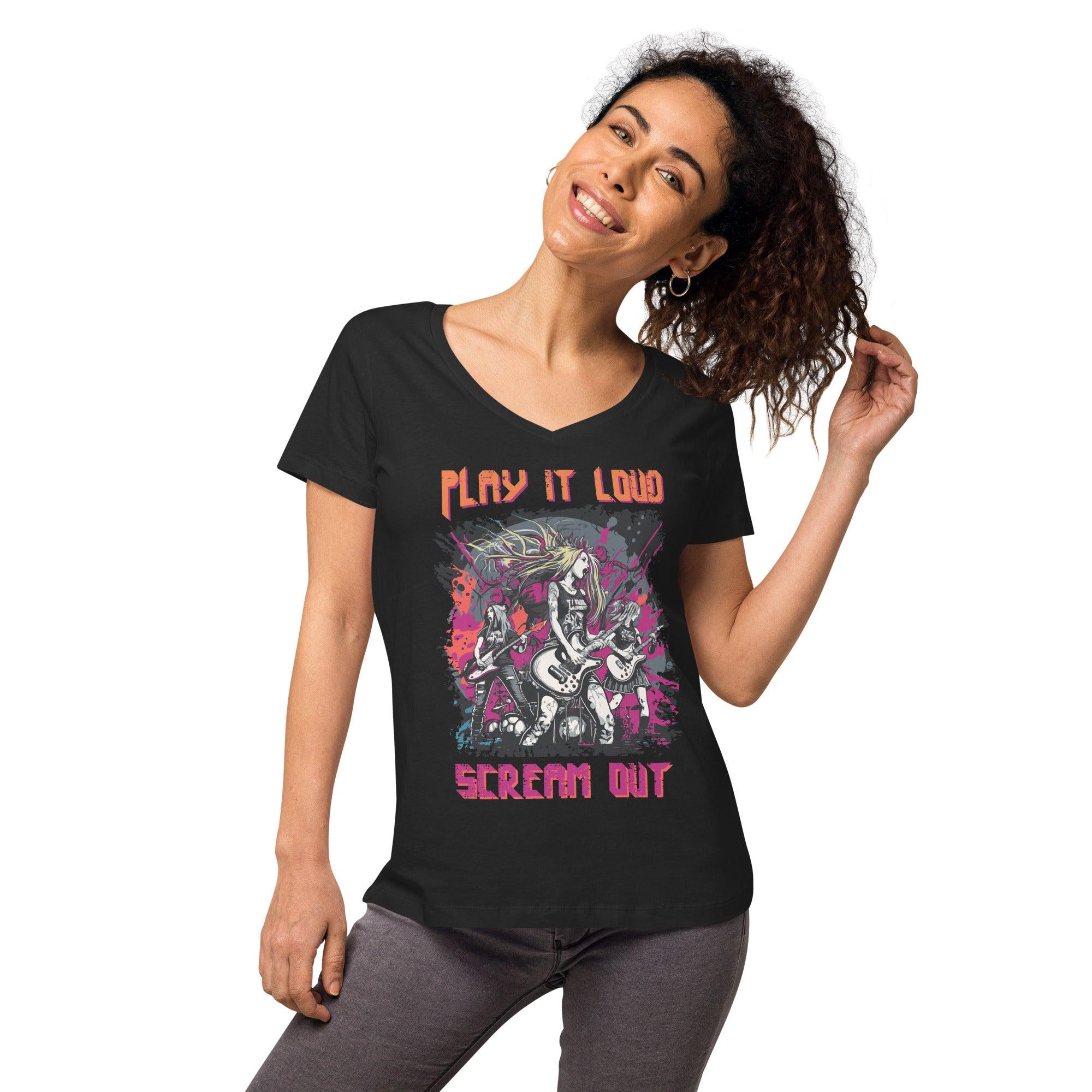 Play It Loud Women’s fitted v-neck t-shirt - Beyond T-shirts