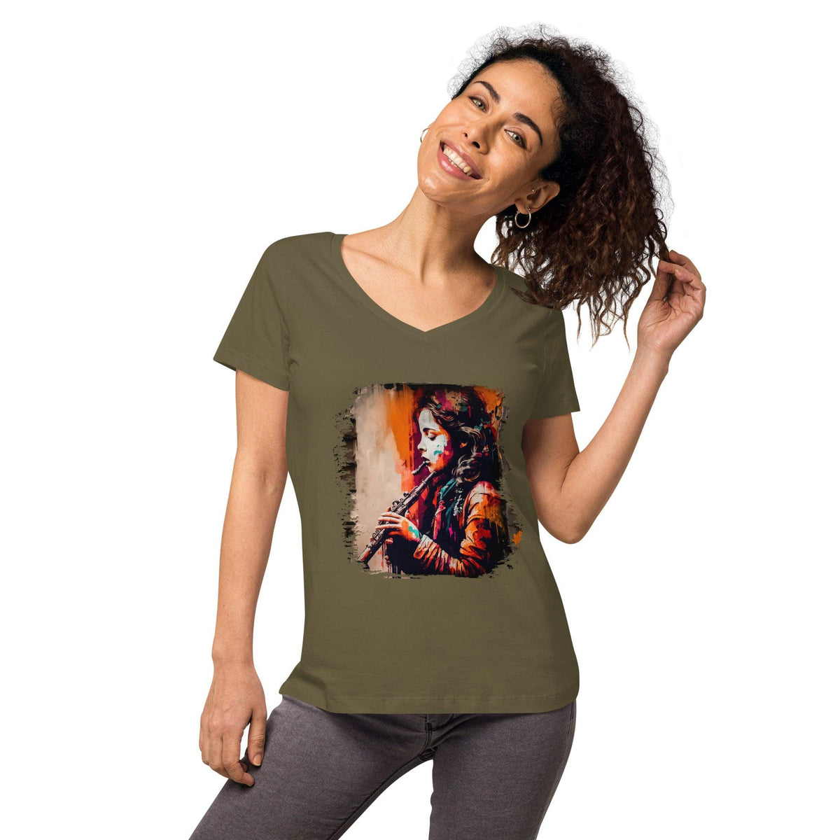 Playing With Soulful Breaths Women’s Fitted V-neck T-shirt - Beyond T-shirts