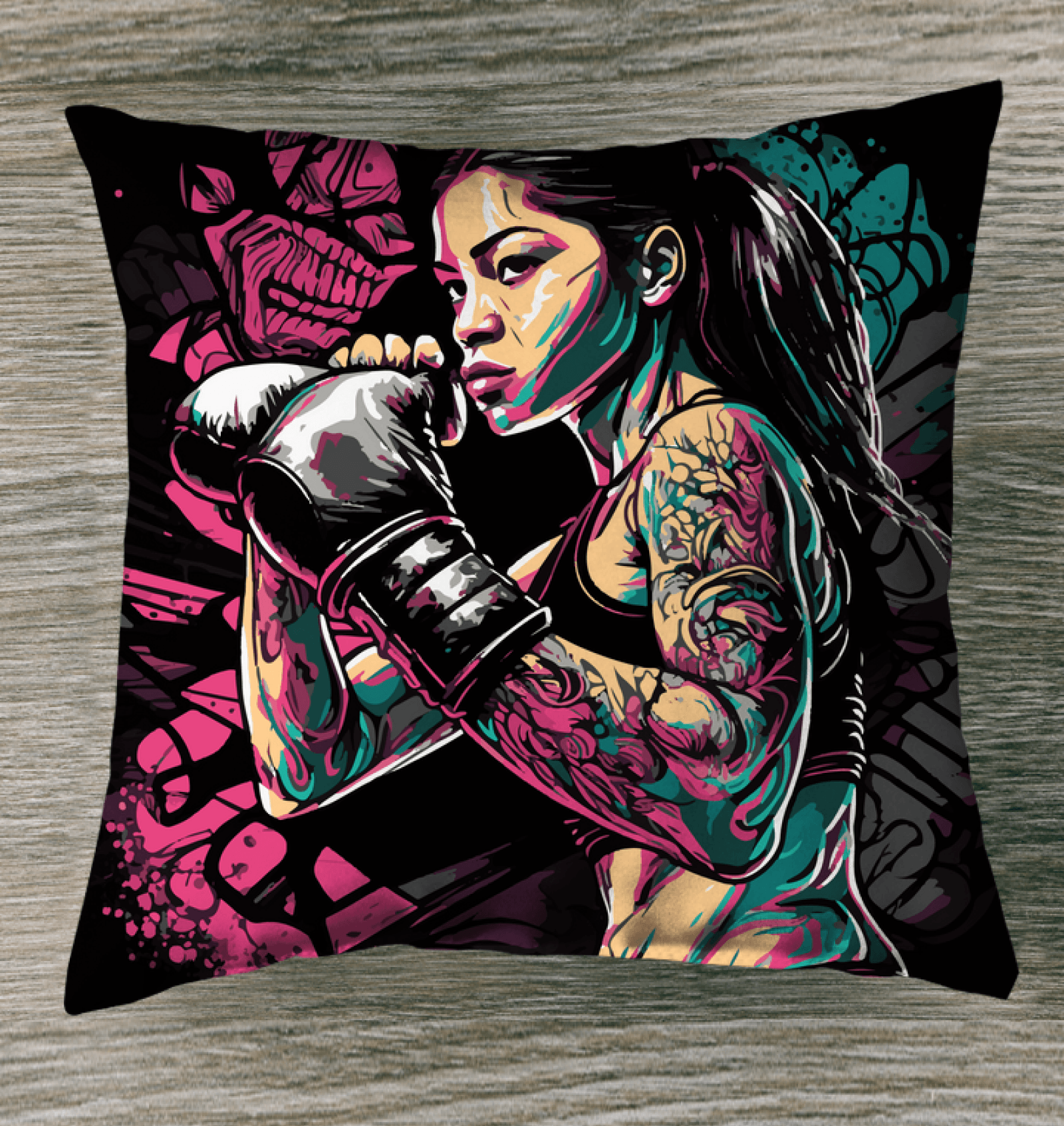 Punch Fear in the Face Outdoor Pillow Front View