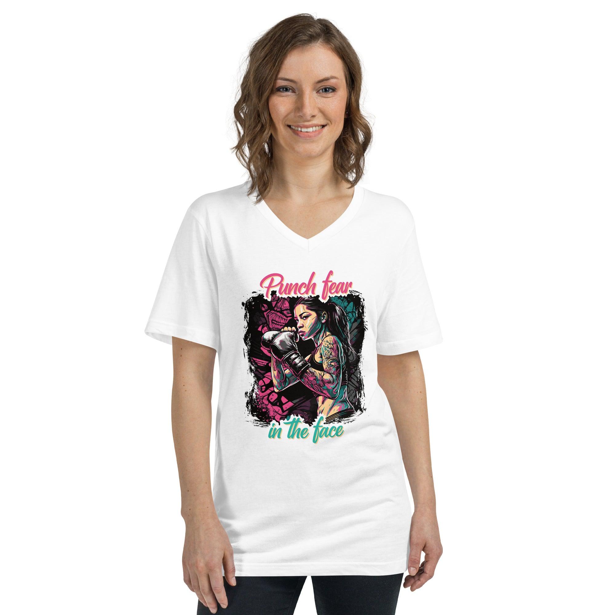 Punch Fear In The Face Unisex Short Sleeve V-Neck T-Shirt - Beyond T-shirts