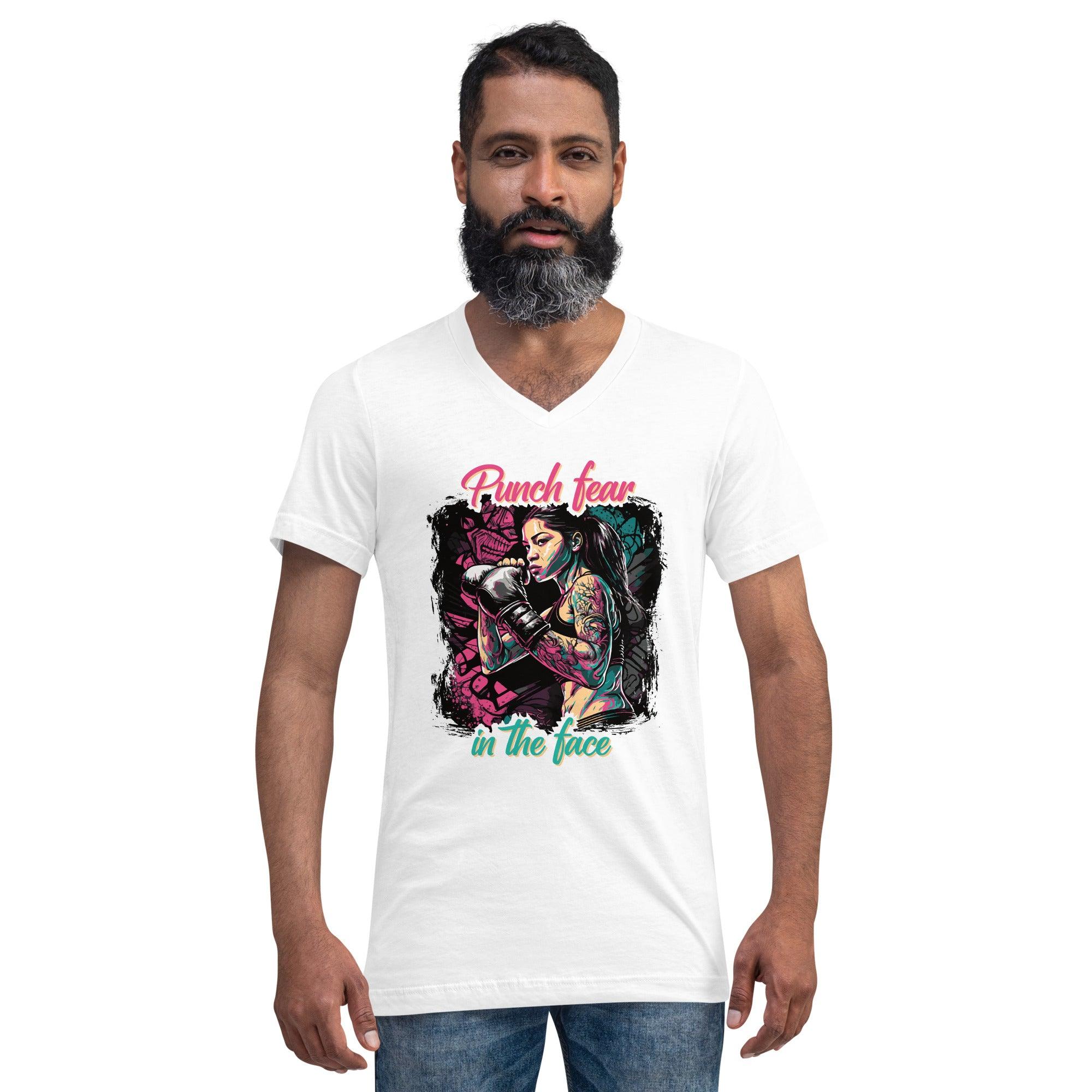 Punch Fear In The Face Unisex Short Sleeve V-Neck T-Shirt - Beyond T-shirts