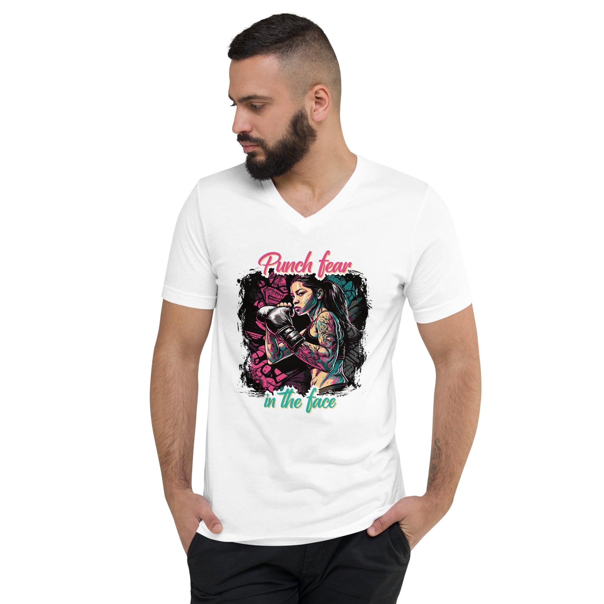 Punch Fear In The Face Unisex Short Sleeve V-Neck T-Shirt - Beyond T-shirts