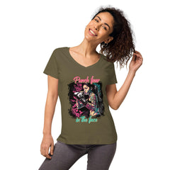 Punch Fear In The Face Women’s Fitted V-neck T-shirt - Beyond T-shirts