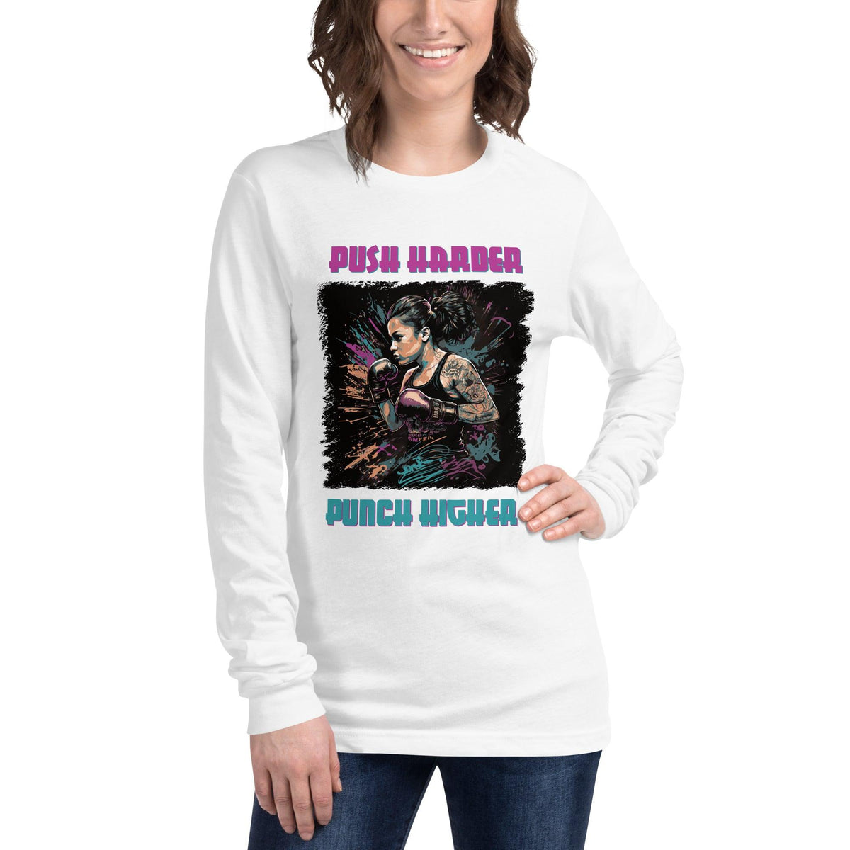 Push Harder Punch Higher Unisex Long Sleeve Tee - Beyond T-shirts