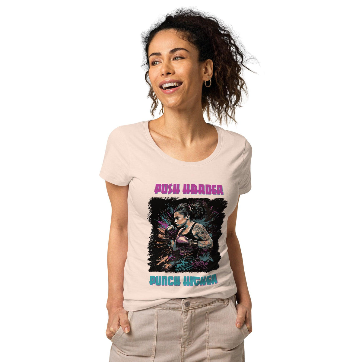 Push Harder Punch Higher Women’s Basic Organic T-shirt - Beyond T-shirts