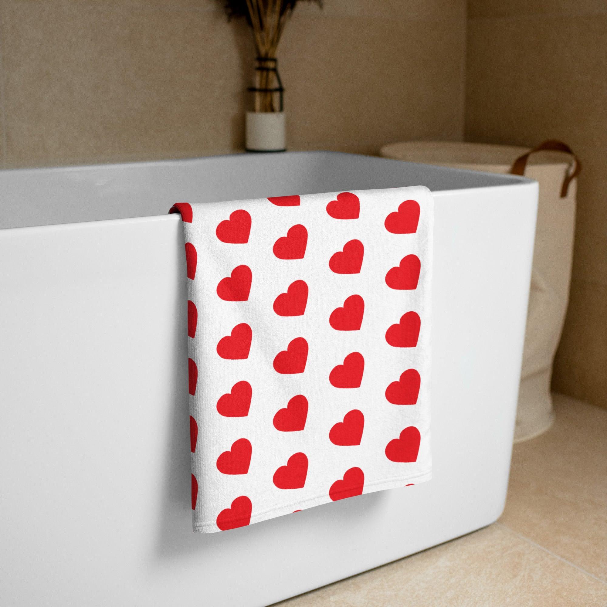 Red Heart Bath Towel - Beyond T-shirts