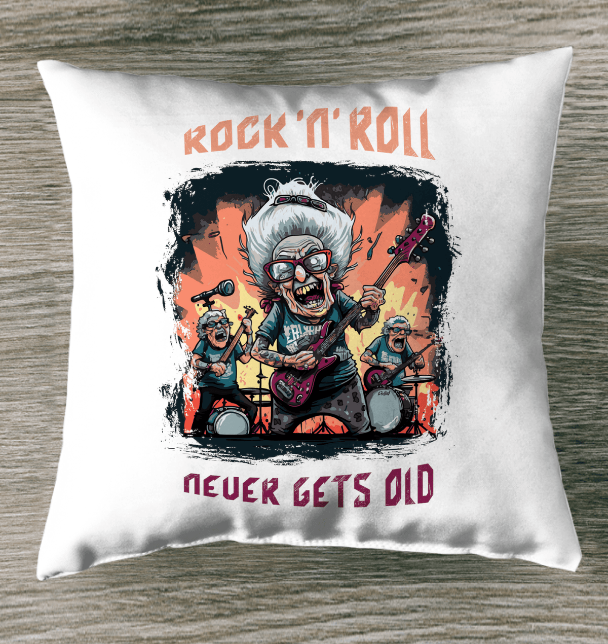 Rock n Roll Outdoor Pillow - Beyond T-shirts