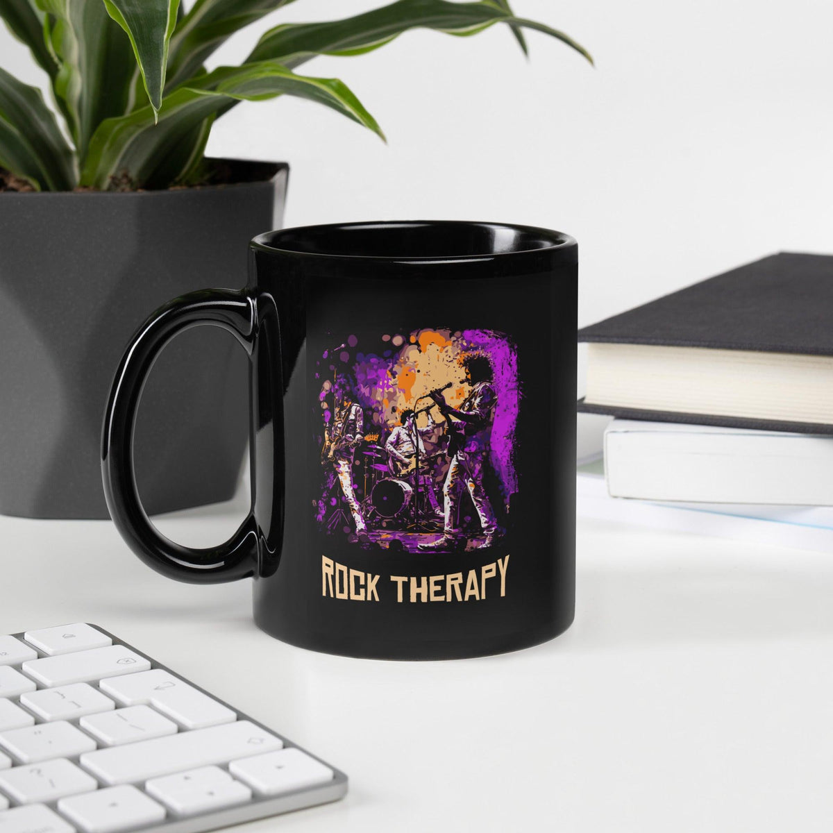 Rock Therapy Black Glossy Mug - Beyond T-shirts