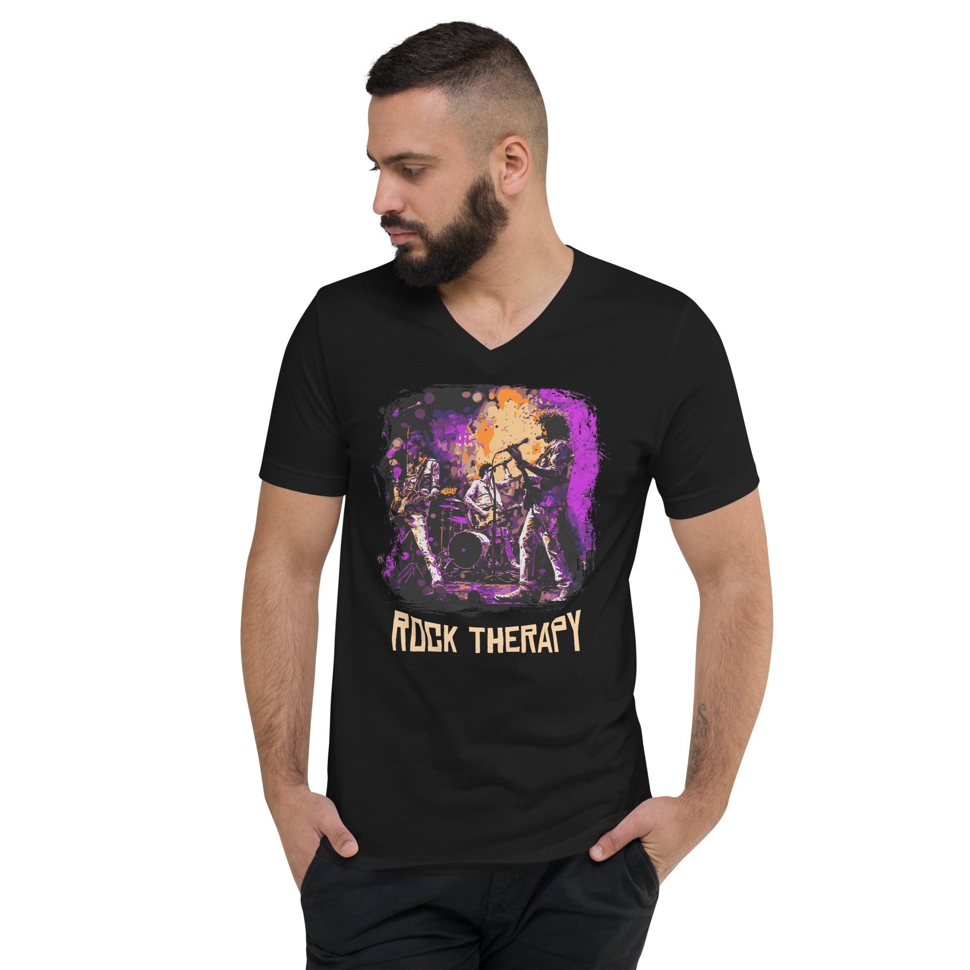 Rock Therapy Unisex Short Sleeve V-Neck T-Shirt - Beyond T-shirts