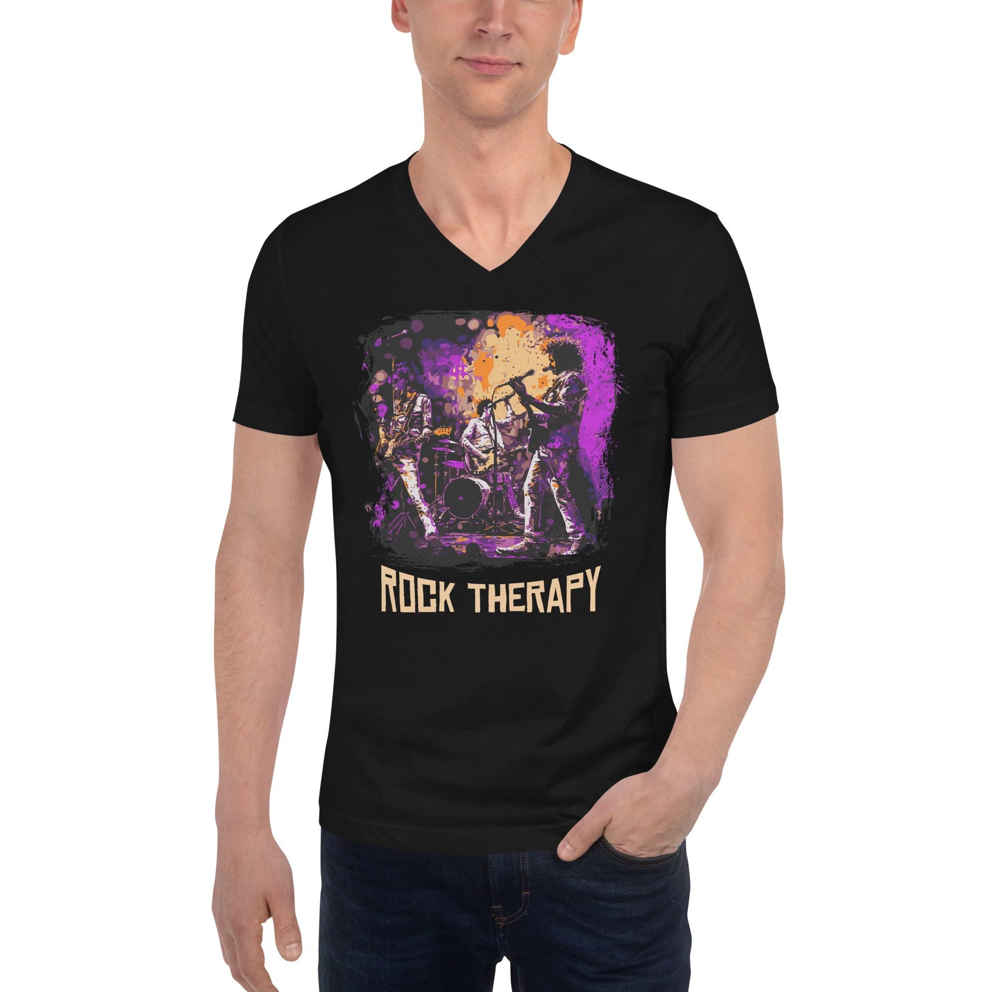 Rock Therapy Unisex Short Sleeve V-Neck T-Shirt - Beyond T-shirts