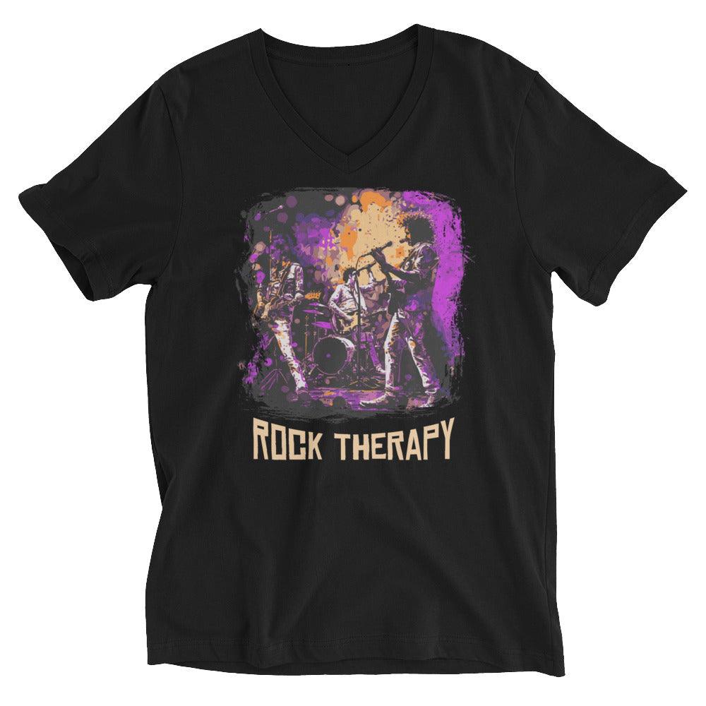 Rock Therapy Unisex Short Sleeve V-Neck T-Shirt - Beyond T-shirts